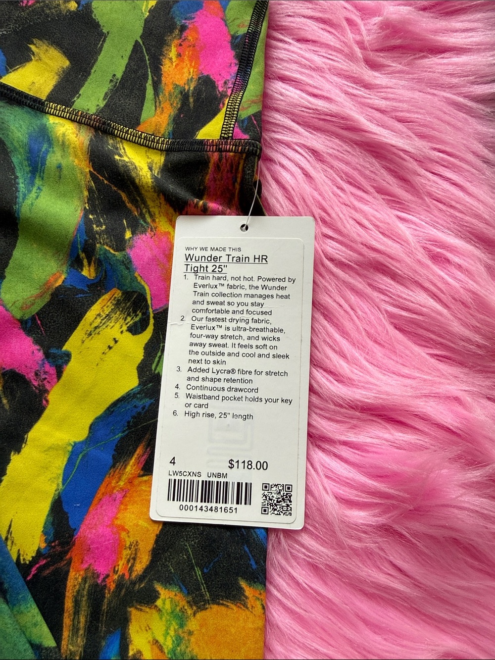 Lululemon size 4 Wunder train HR 25” undertone black MULTI NWT - Picture 2 of 2